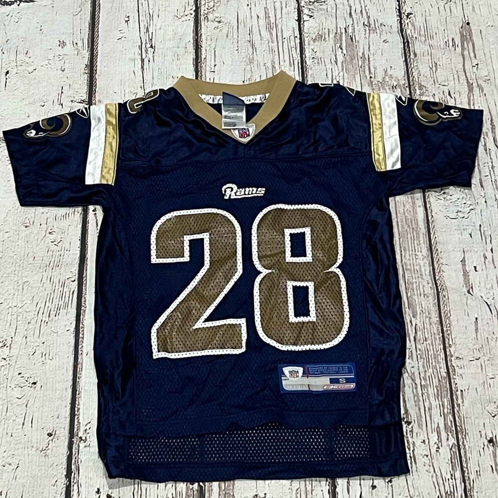 Kids Boys Marshall Faulk St. Louis Rams Reebok NFL Football Sports Jersey